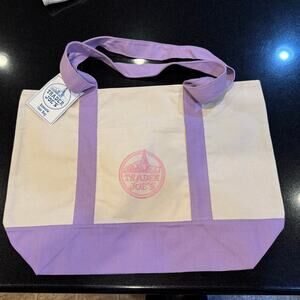 NEW Spring Pastel Lavender Large 20"X14" Cotton Canvas Tote w/ Sturdy Straps (1)